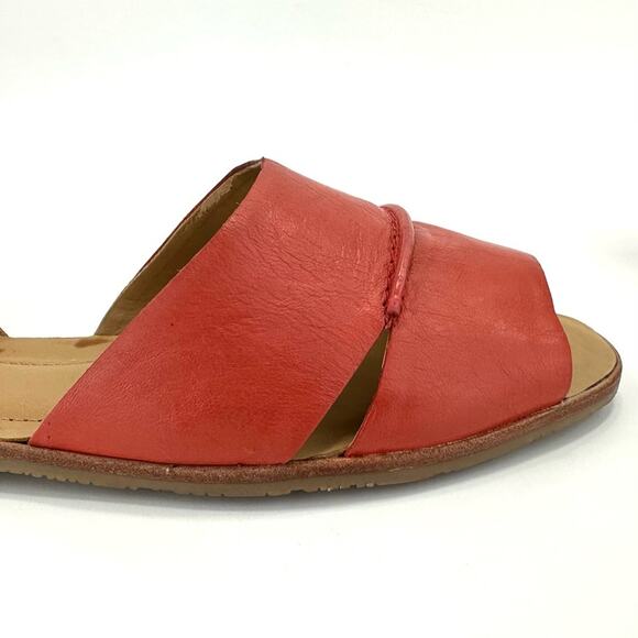 Franco Sarto Vivace Flat Sandal Sz 9.5 Orange & Tan Leather Open Toe Padded New - Picture 10 of 14